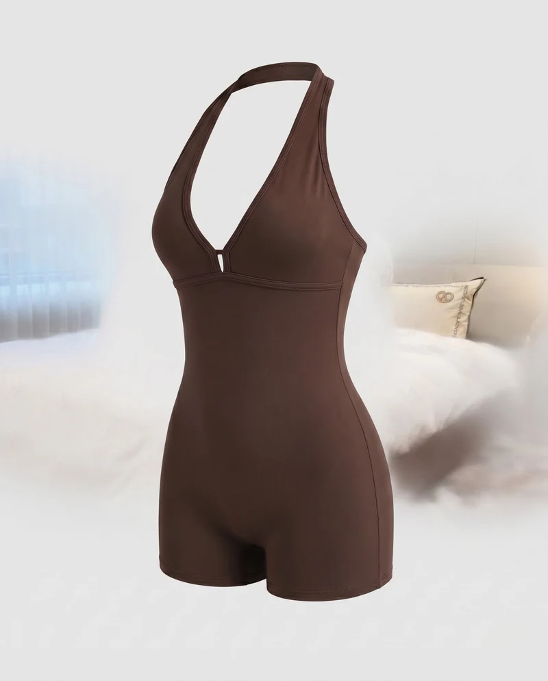 Damen Badeanzug mit tiefem V-Ausschnitt und figurbetontem Schnitt Nord Taschen