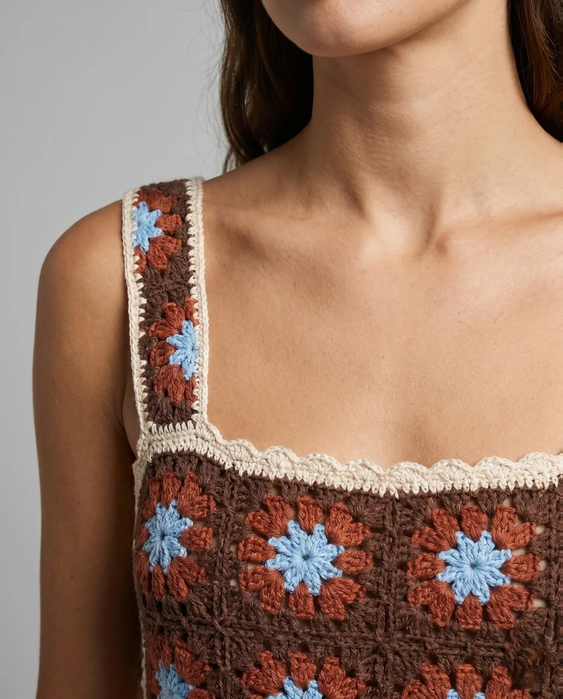 Damen gehäkeltes Oberteil im Vintage-Stil