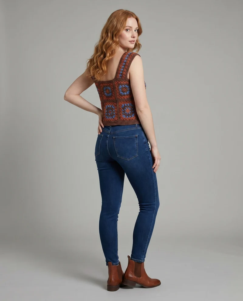 Damen gehäkeltes Oberteil im Vintage-Stil