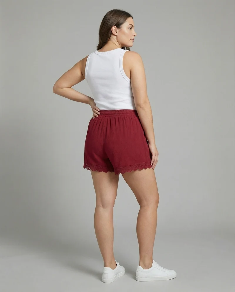 Damen Romantische Häkelspitzen-Bordüre Doppelgaze Doppelgaze-Shorts