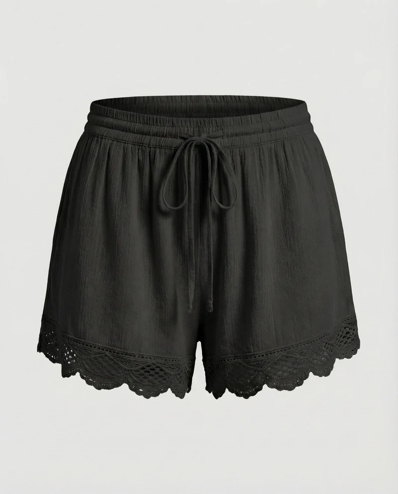 Damen Romantische Häkelspitzen-Bordüre Doppelgaze Doppelgaze-Shorts