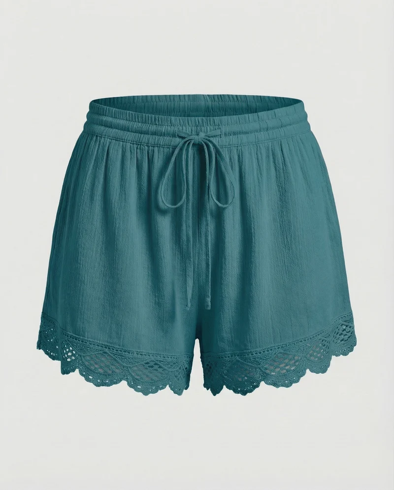 Damen Romantische Häkelspitzen-Bordüre Doppelgaze Doppelgaze-Shorts