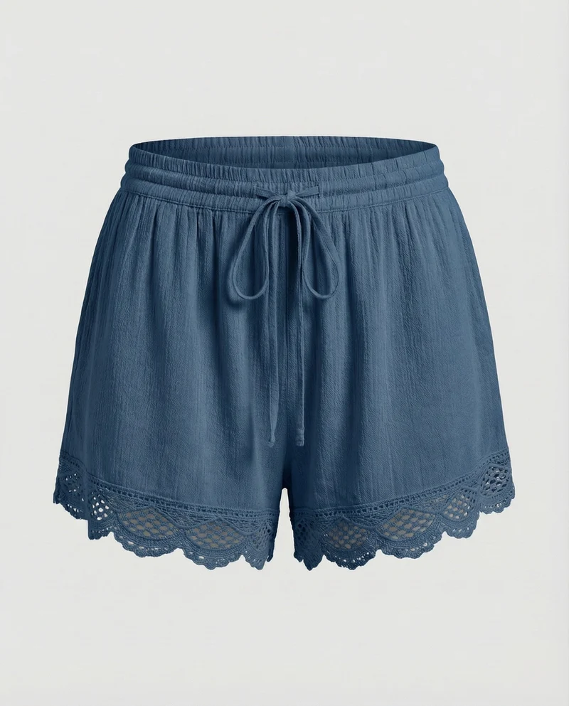 Damen Romantische Häkelspitzen-Bordüre Doppelgaze Doppelgaze-Shorts