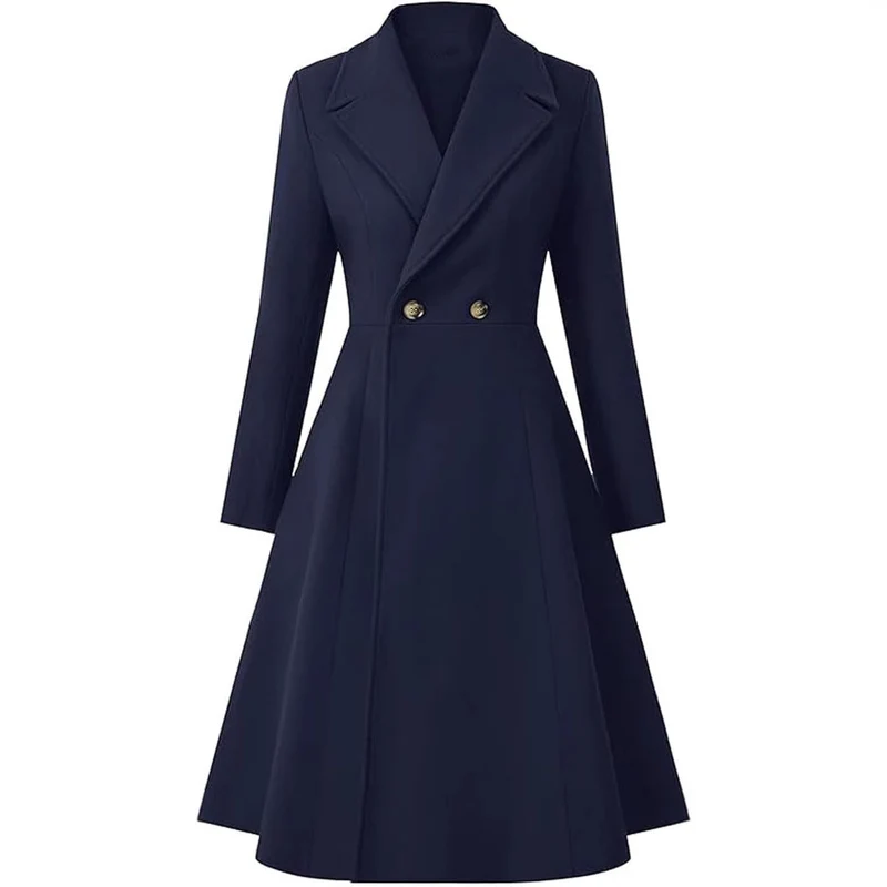 Damen Eleganter Oversize-Mantel mit doppelter Knopfreihe