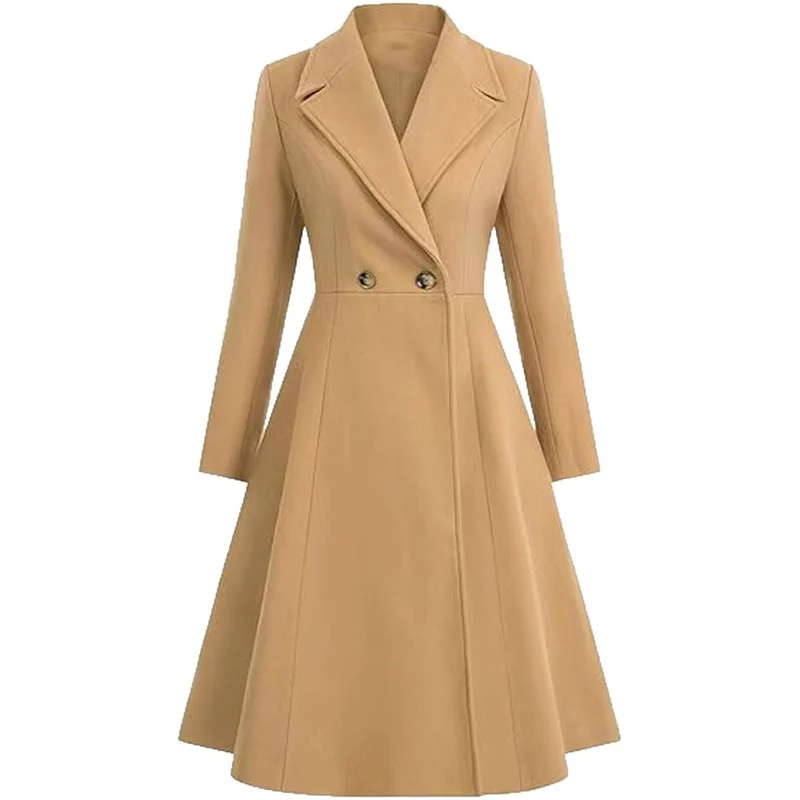 Damen Eleganter Oversize-Mantel mit doppelter Knopfreihe