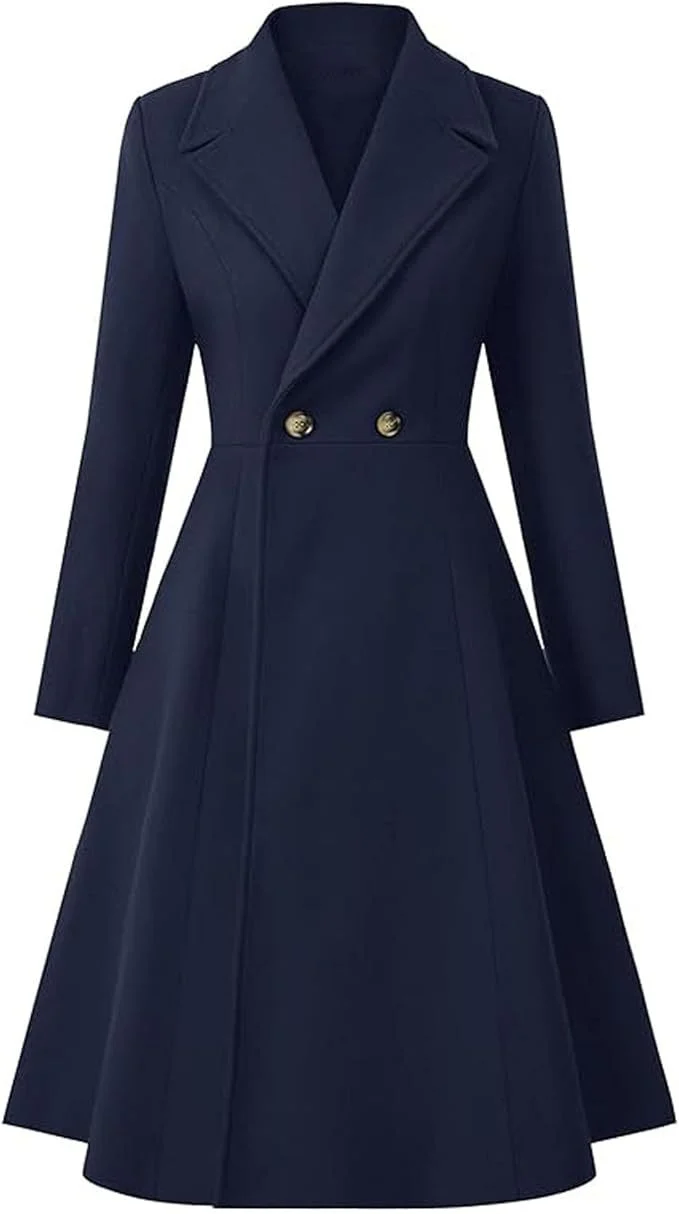 Damen Eleganter Oversize-Mantel mit doppelter Knopfreihe