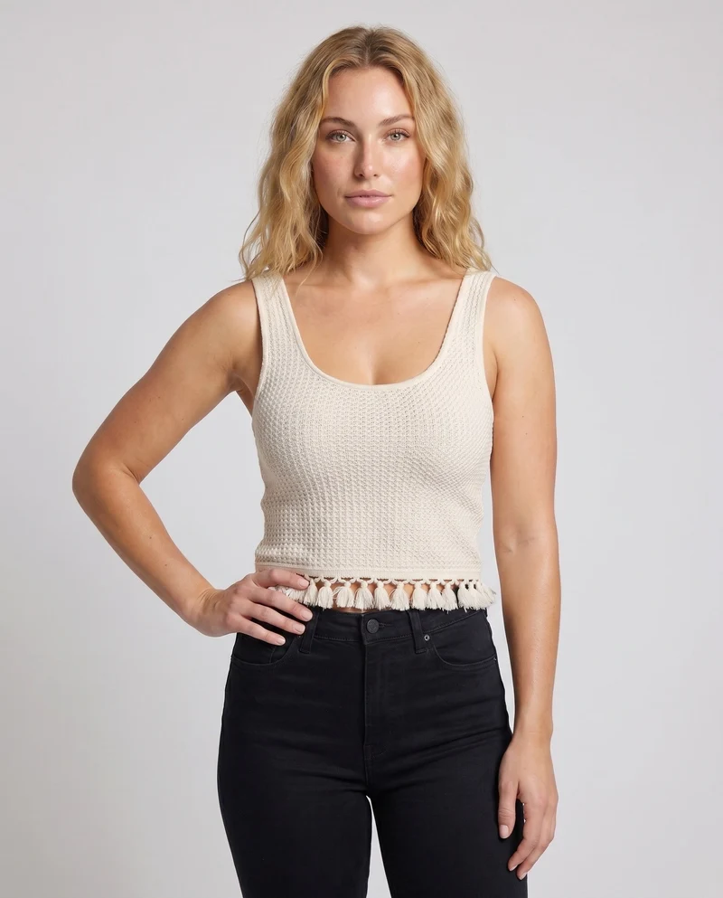 Damen Cropped Top mit Fransen von