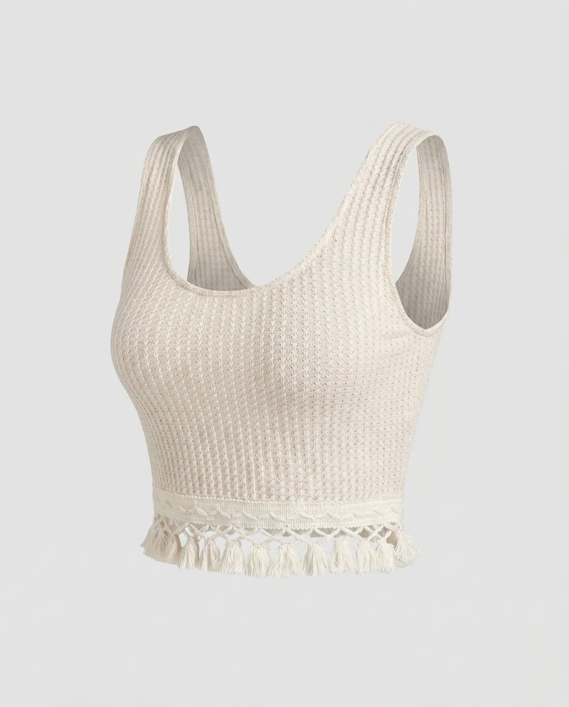 Damen Cropped Top mit Fransen von