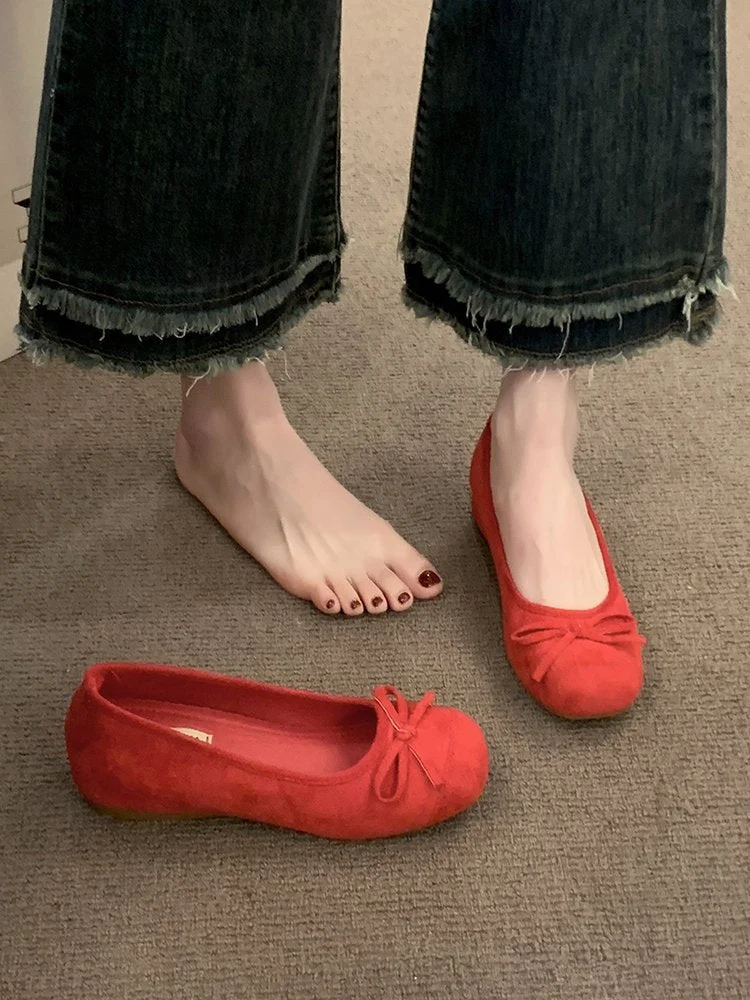 Damen Ballerinas mit dekorativem Schleifendetail und hochwertiger Fleeceaussensohle