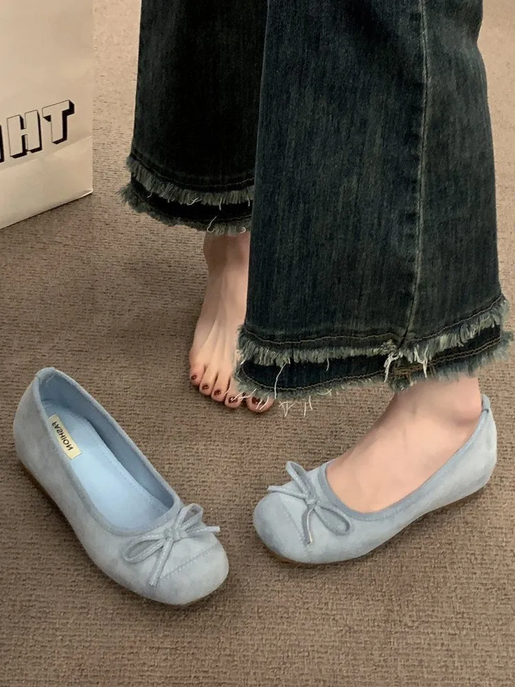 Damen Ballerinas mit dekorativem Schleifendetail und hochwertiger Fleeceaussensohle