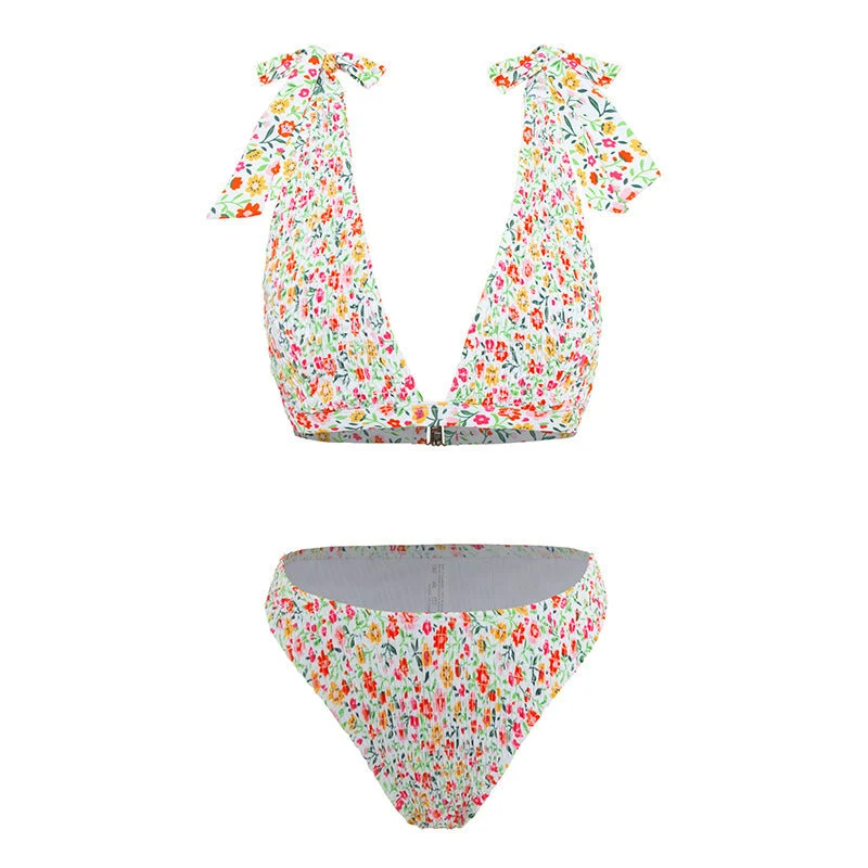 Damen Triangel-Bikini mit verspielten Rüschendetails