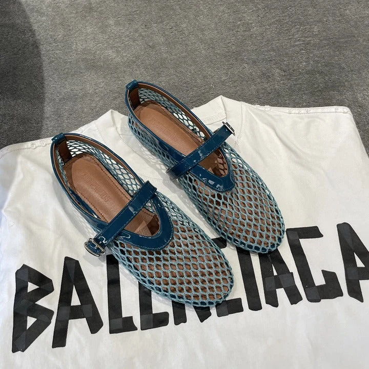 Damen Netz-Slipper mit verstellbarem Riemen und weichem Innenfutter