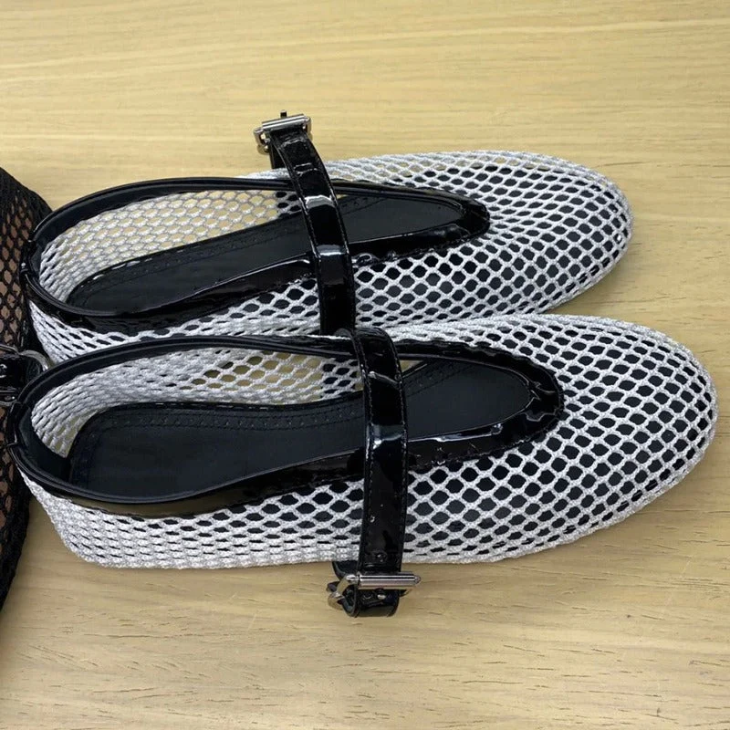 Damen Netz-Slipper mit verstellbarem Riemen und weichem Innenfutter