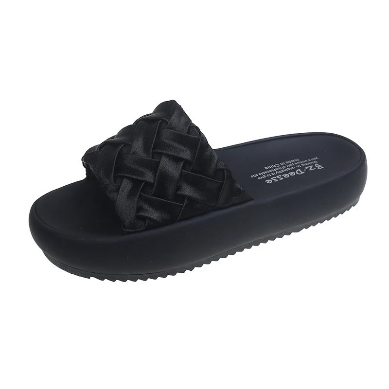 Damen elegante Clogs mit geflochtenem Obermaterial und rutschfester Sohle