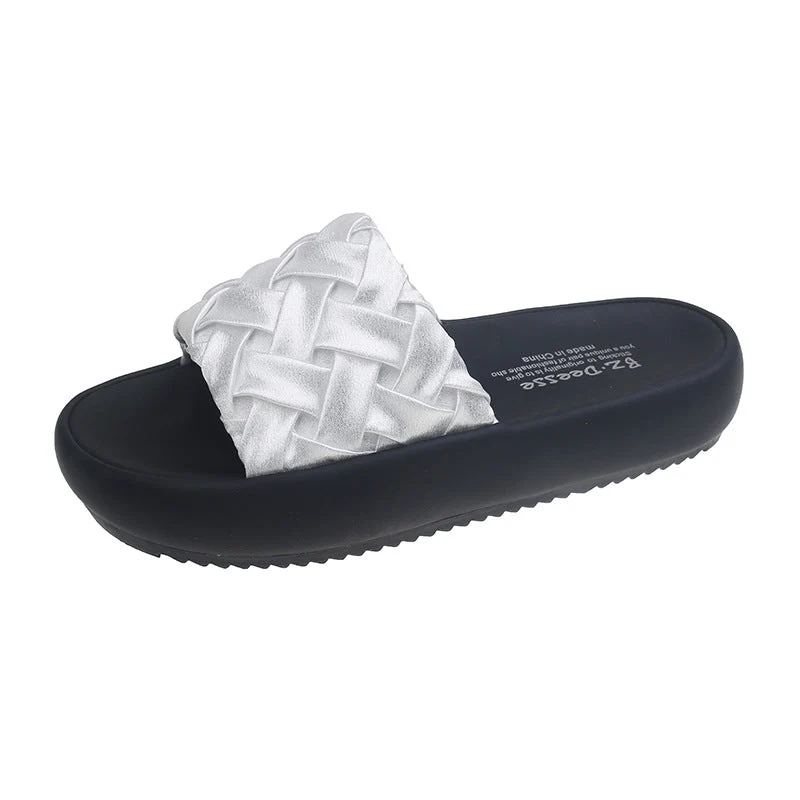Damen elegante Clogs mit geflochtenem Obermaterial und rutschfester Sohle