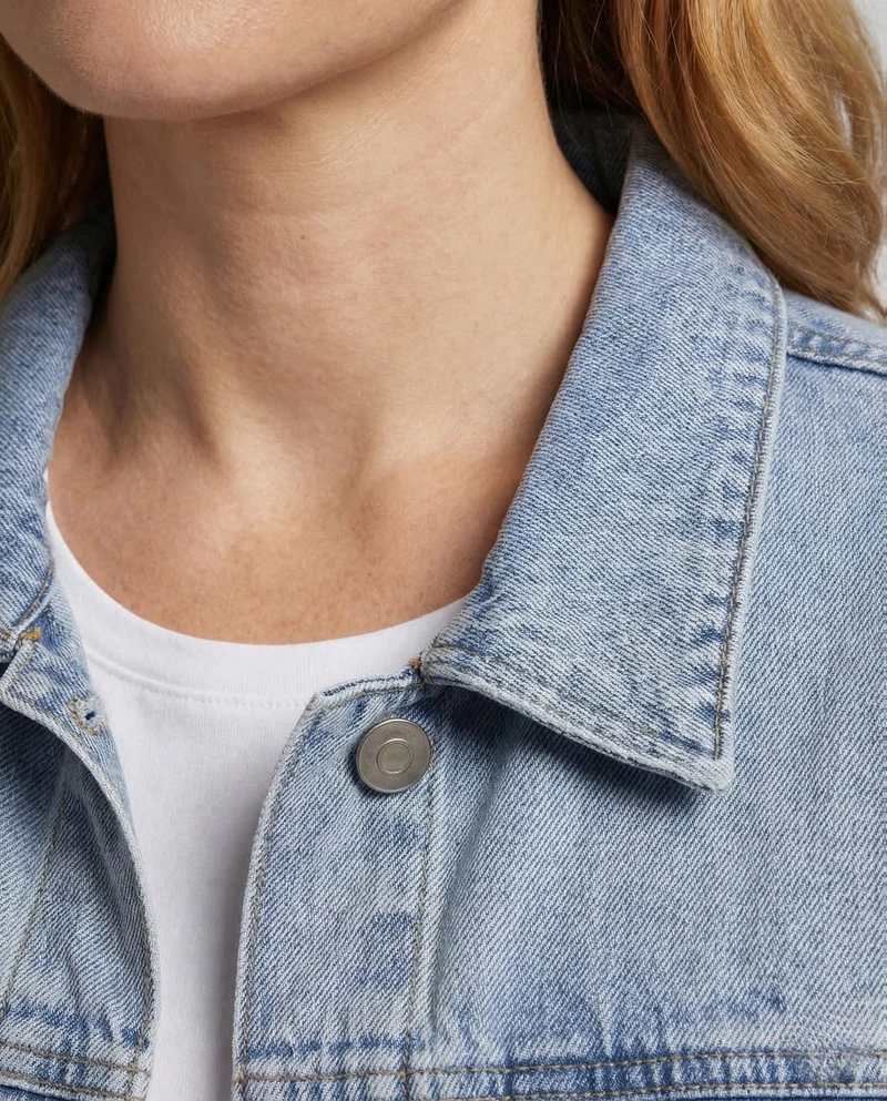 Damen Jeansjacke Kurz Stickerei
