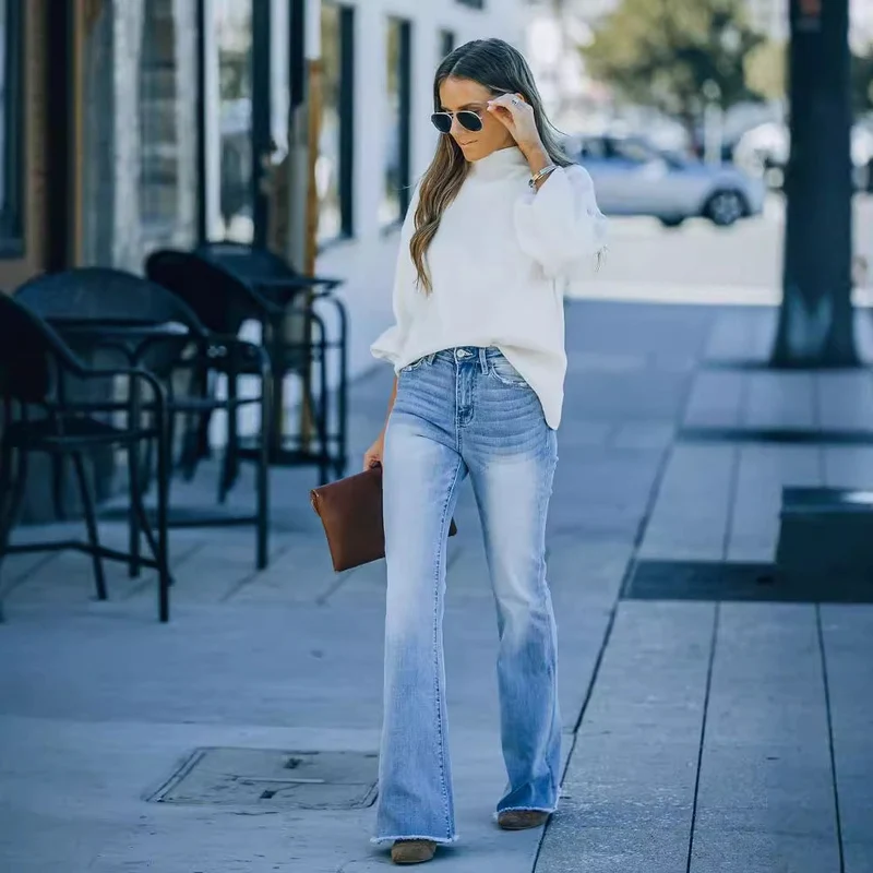 Damen Flared Jeans mit hohem Bund und elegantem Schnitt