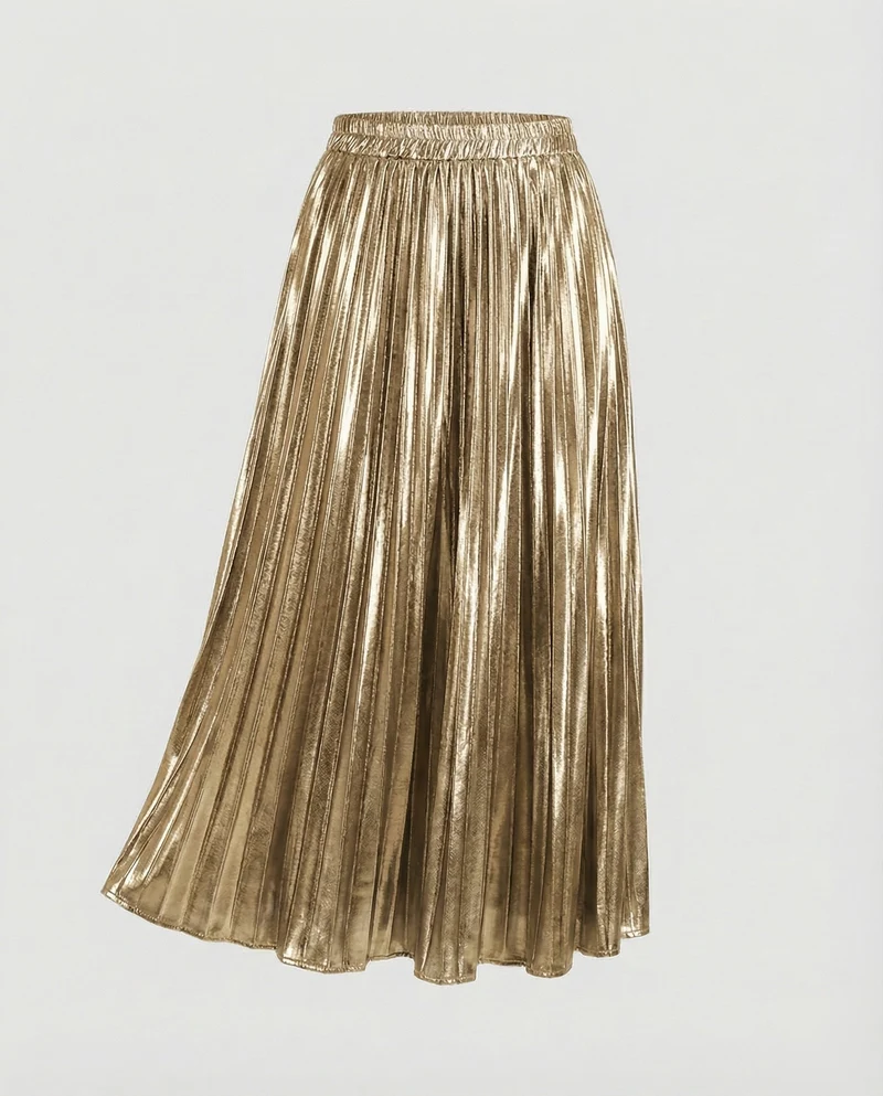Damen Elegante Feine Messerfalten Plissee Plissierter Maxirock