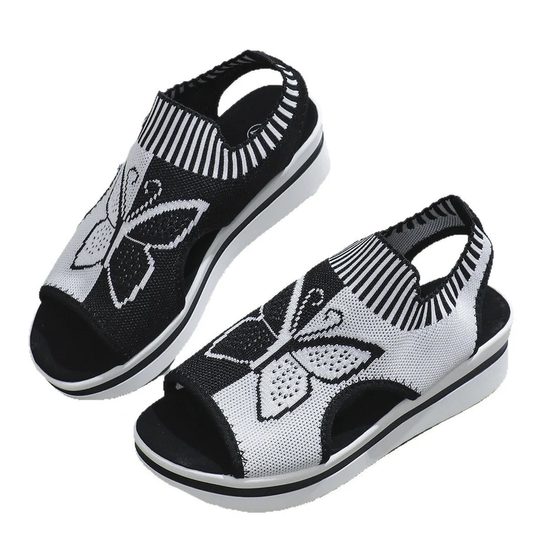 Damen Sportliche Plateau-Sandalen mit modischem Schmetterlingsdesign