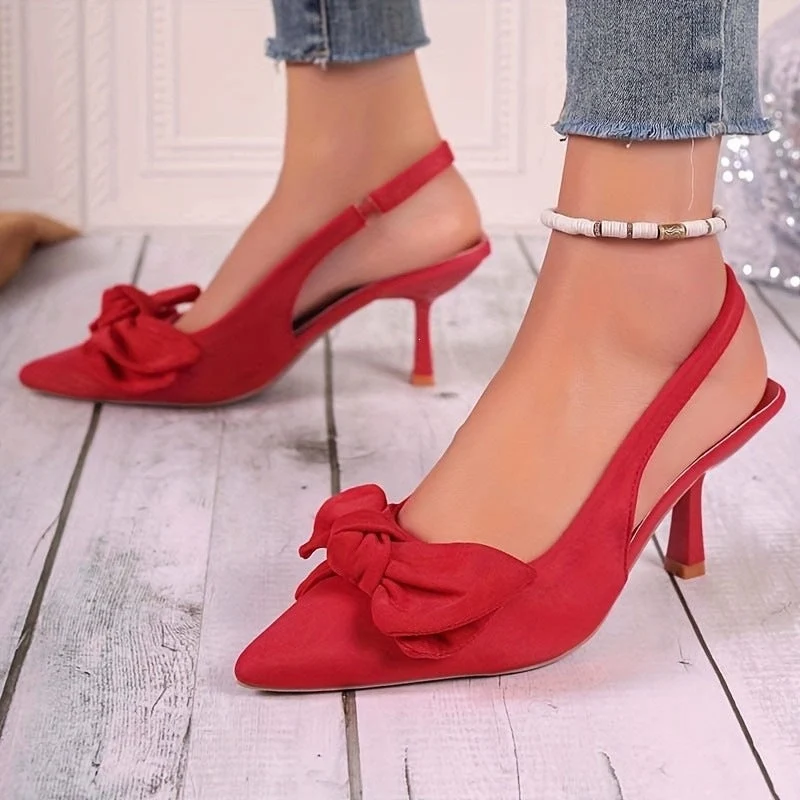 Damen elegante Slingback-Pumps mit dekorativem Schleifen-Detail