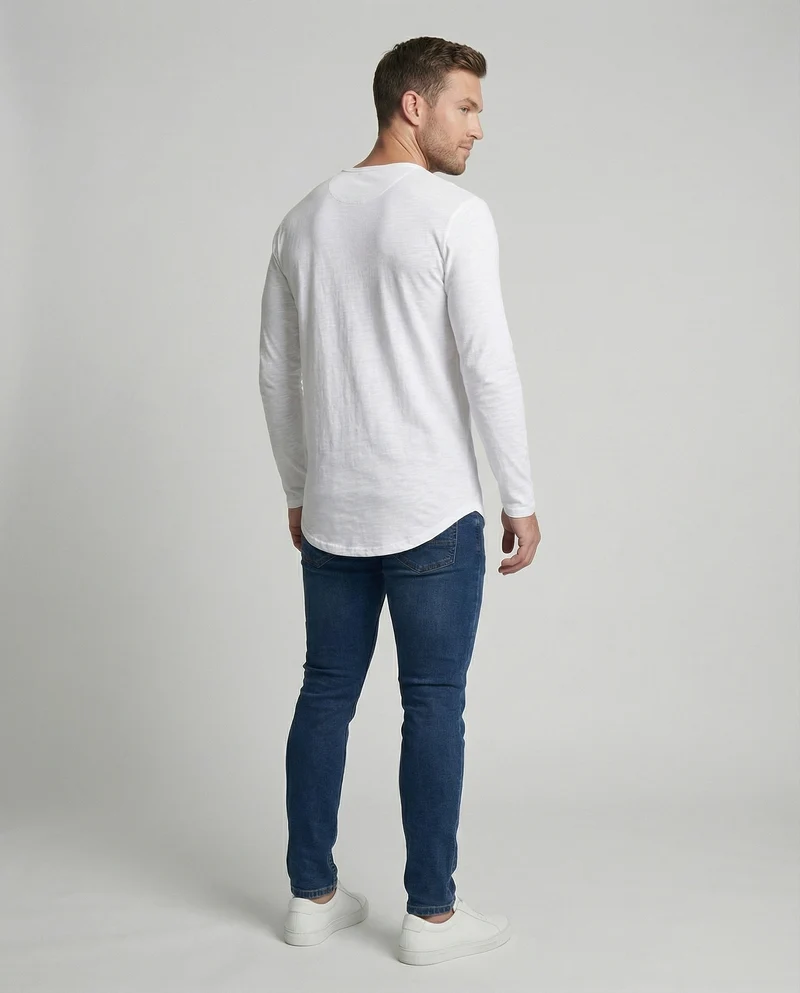 Herren langärmeliges Longshirt mit Rundsaum