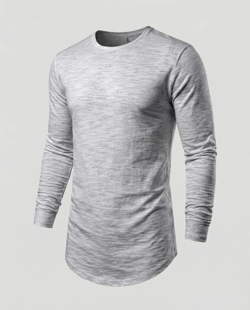 Herren langärmeliges Longshirt mit Rundsaum