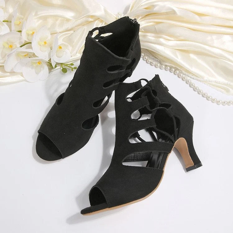 Damen Offene High-Heel Sandalen mit dekorativem Schnitt