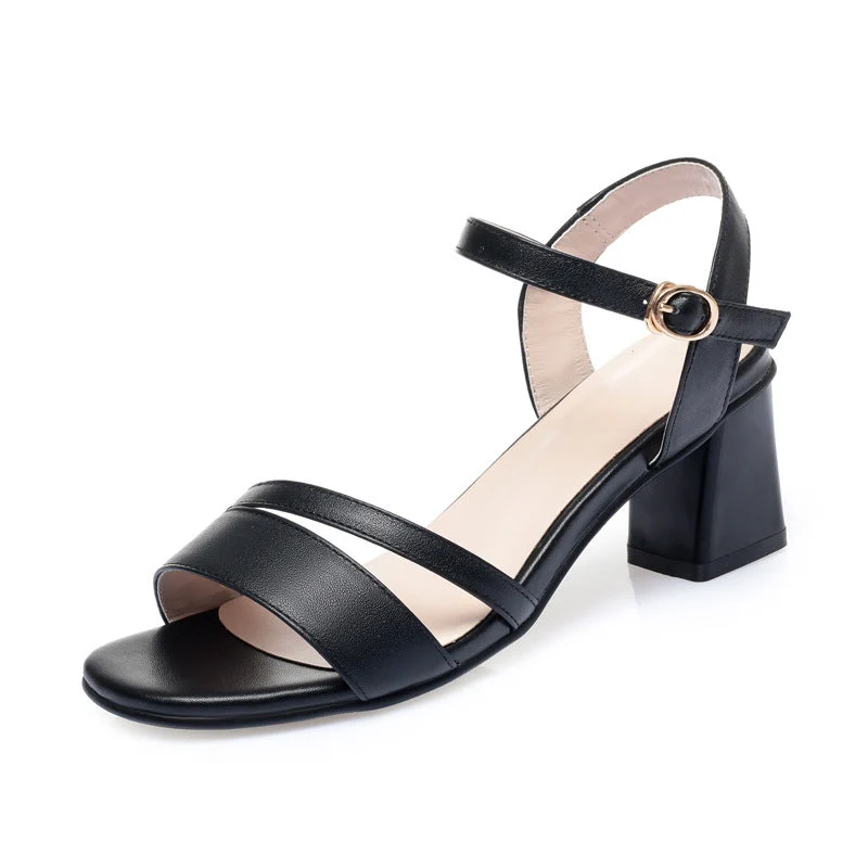 Damen Elegante Blockabsatz Sandalen mit verstellbarem Riemen und komfortabler Sohle
