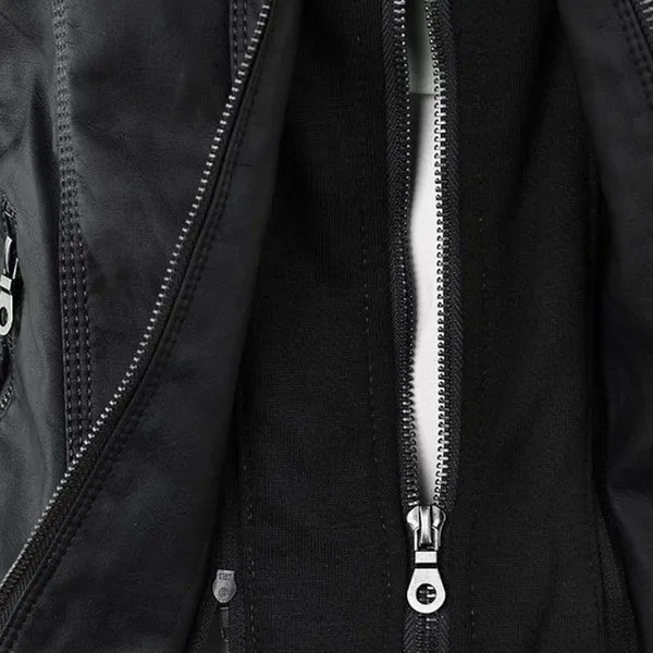 Doppellagige Lederjacke mit Kapuze - Warmer und Stilvoller Damenmantel - Arvani