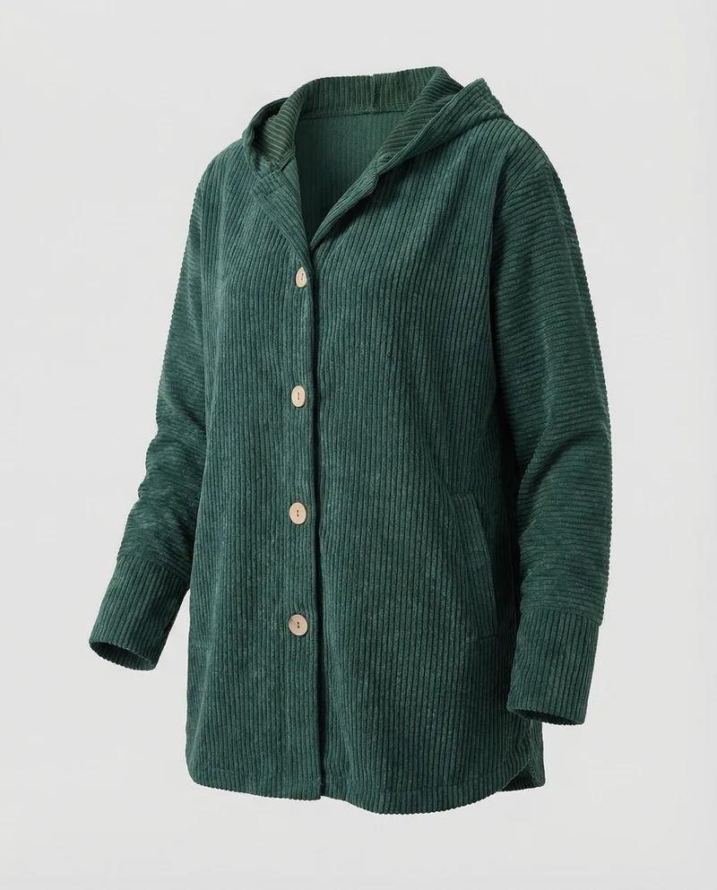 Damen Cord-Kapuzenjacke