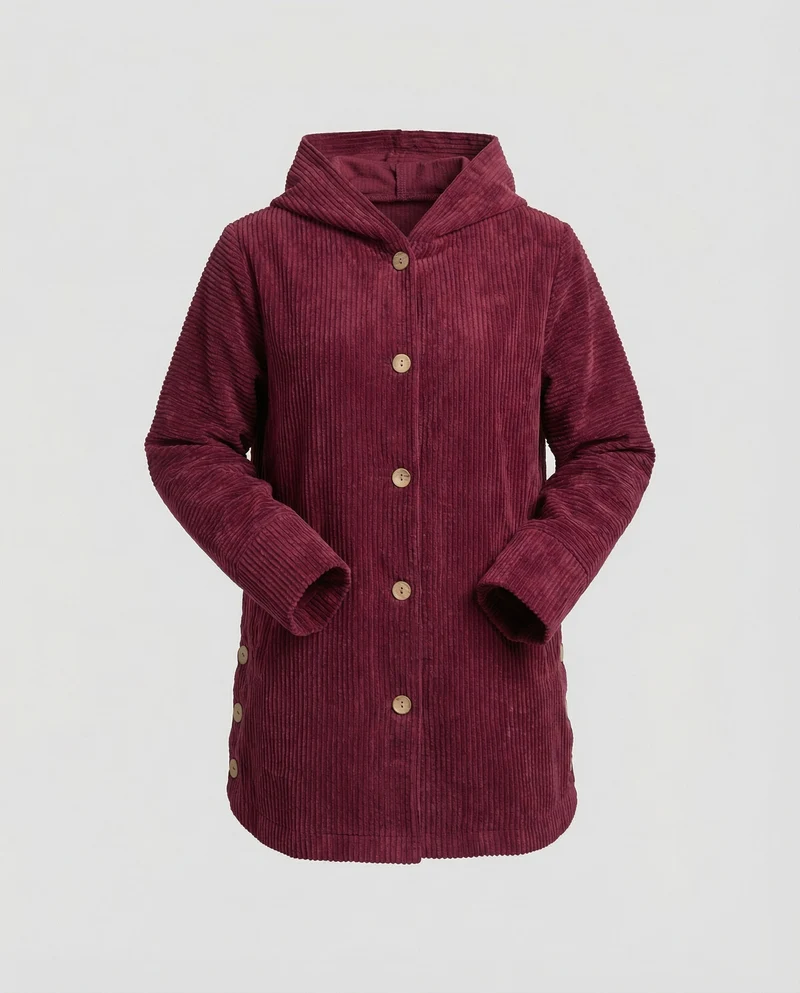 Damen Cord-Kapuzenjacke