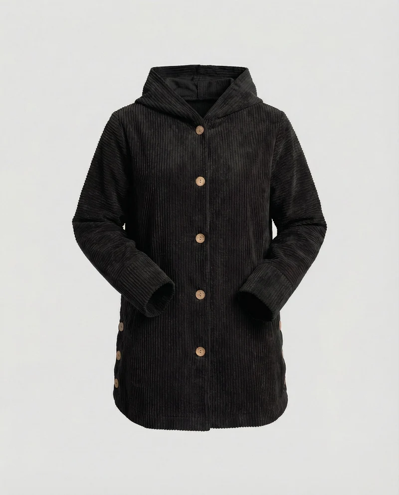 Damen Cord-Kapuzenjacke