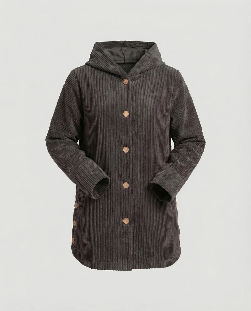 Damen Cord-Kapuzenjacke