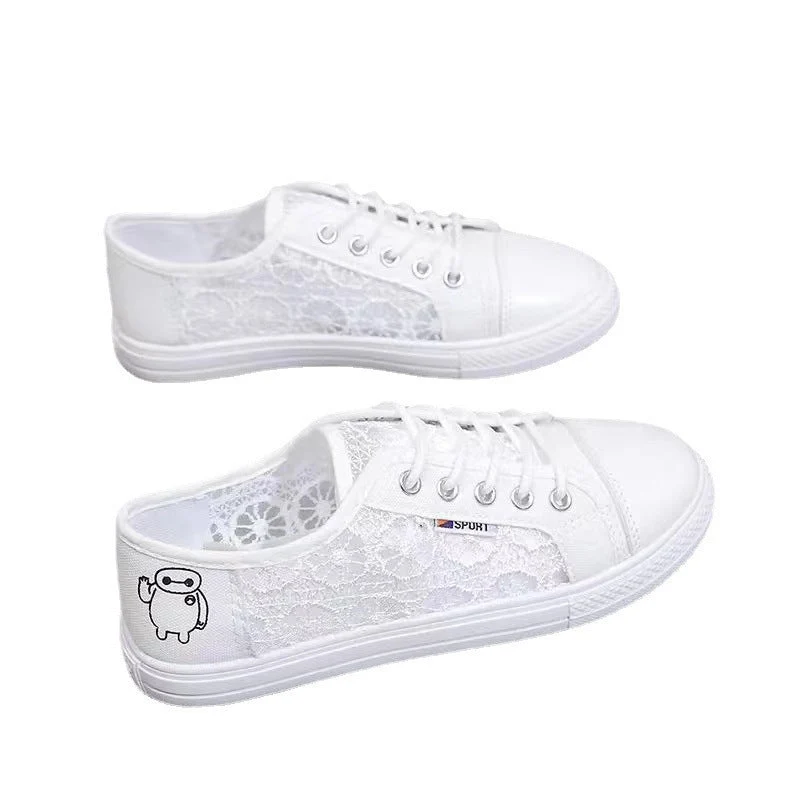 Damen modische Sneaker mit elegantem Spitzendesign und atmungsaktiver Spitzenstruktur