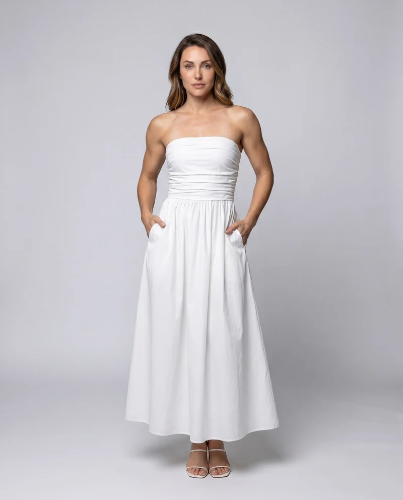 Damen Langarmkleid mit gerafftem Oberteil und elegantem Schnitt