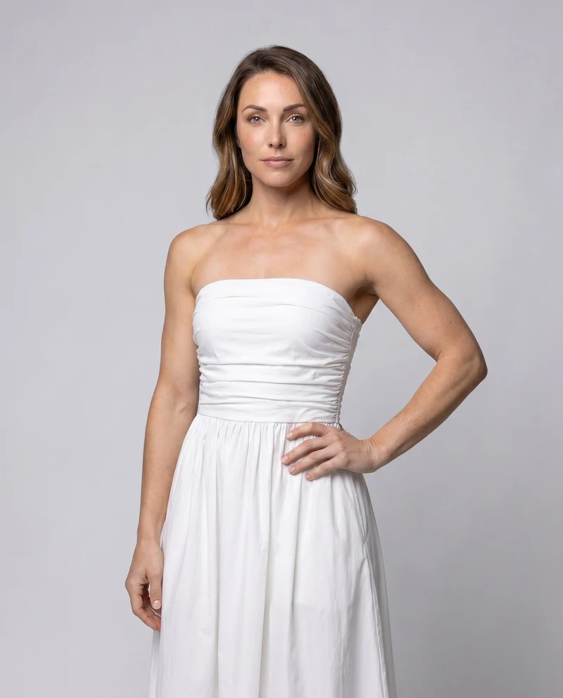 Damen Langarmkleid mit gerafftem Oberteil und elegantem Schnitt