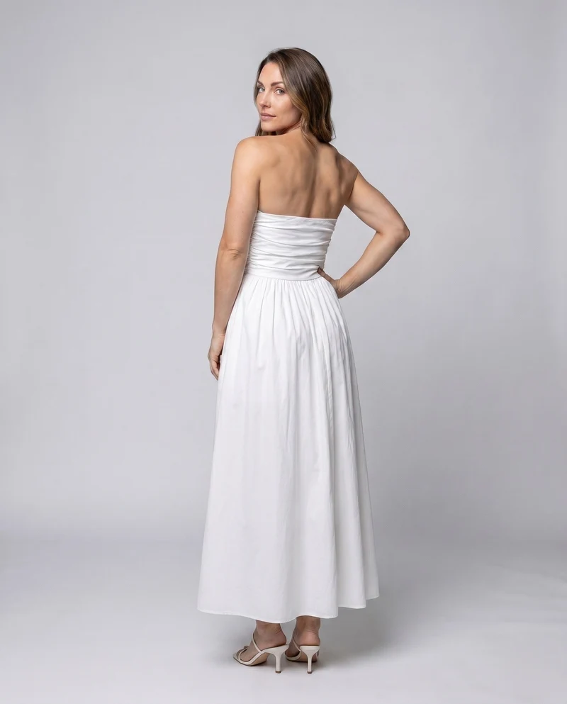 Damen Langarmkleid mit gerafftem Oberteil und elegantem Schnitt
