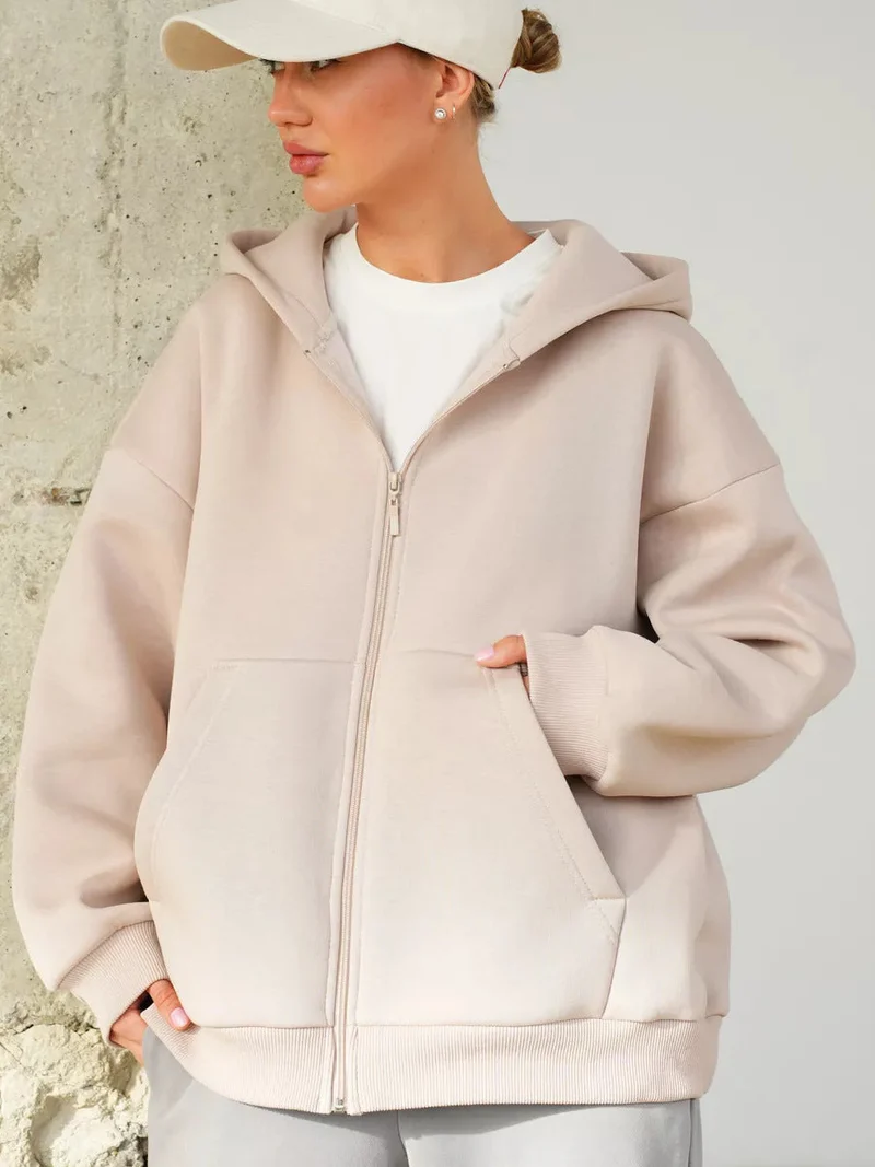 Damen Zip-Hoodie mit lässigem Schnitt und großen Taschen Nord Taschen