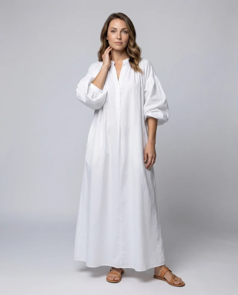Damen Maxikleid Kaftan-Stil Ballonärmel
