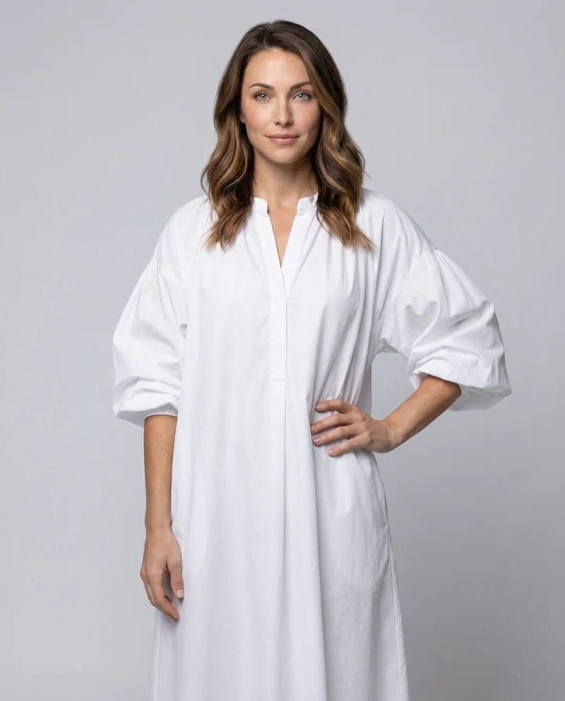 Damen Maxikleid Kaftan-Stil Ballonärmel