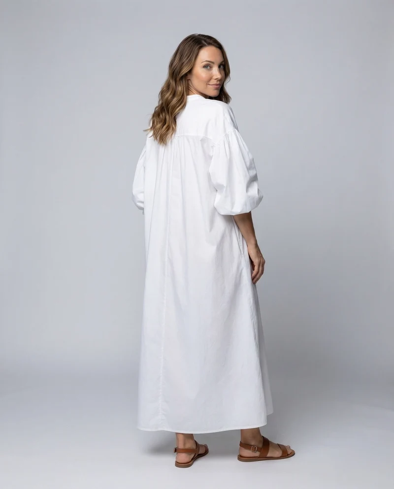 Damen Maxikleid Kaftan-Stil Ballonärmel