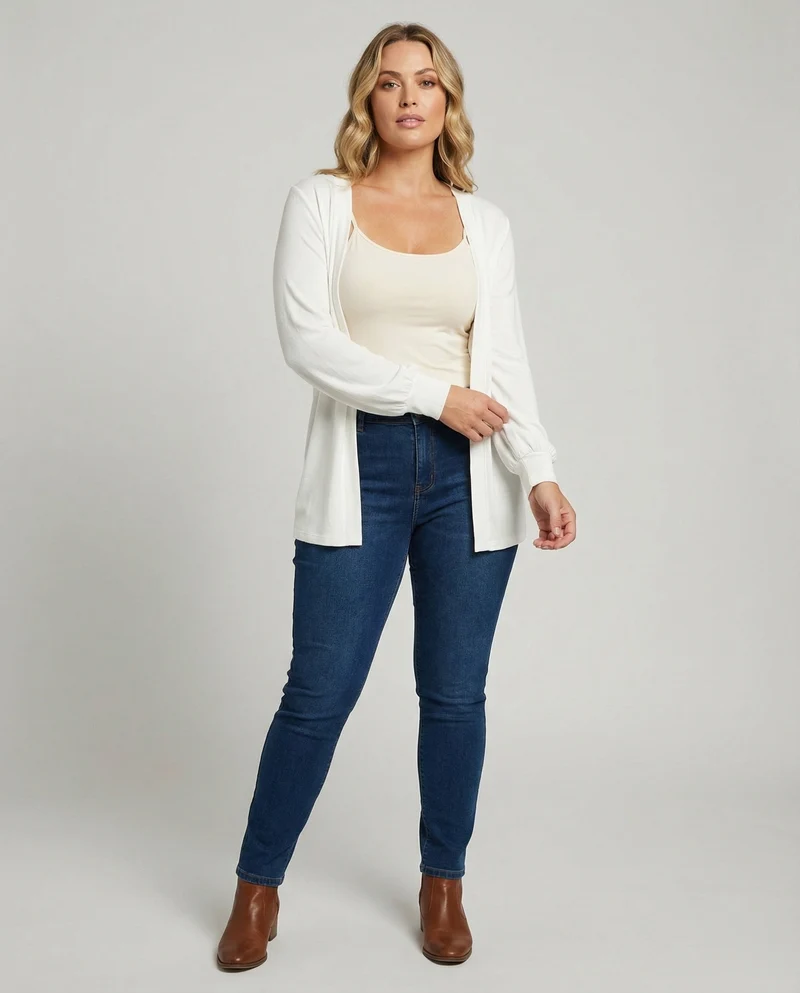 Damen Strickjacke Kurz Offen Viskose