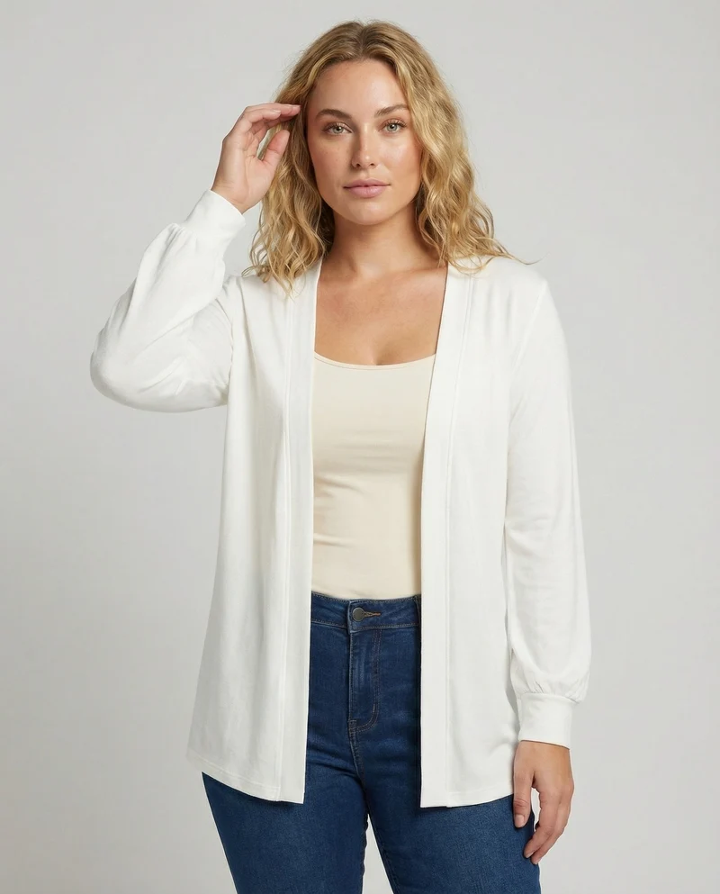 Damen Strickjacke Kurz Offen Viskose