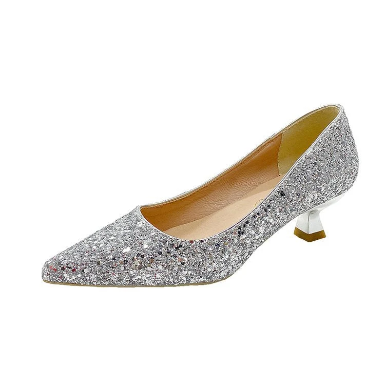 Damen Glitzernde Mittelhoch-Absätze mit elegantem Lochmuster Nord Taschen