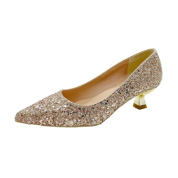 Damen Glitzernde Mittelhoch-Absätze mit elegantem Lochmuster Nord Taschen