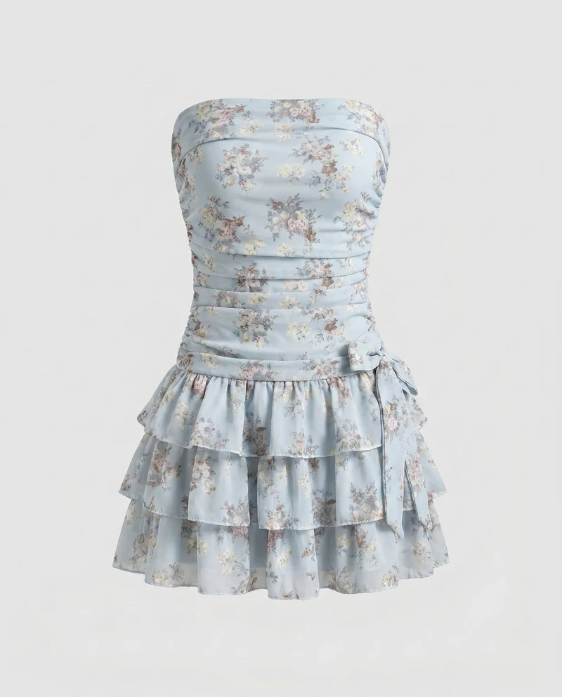 Damen Elegante Geraffte Korsage MischgewNord Taschene Abend-Minikleid