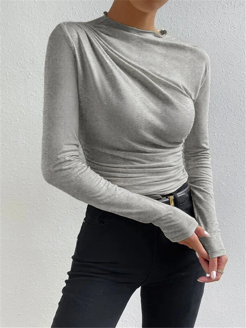 Elegantes Ruching Langarmshirt