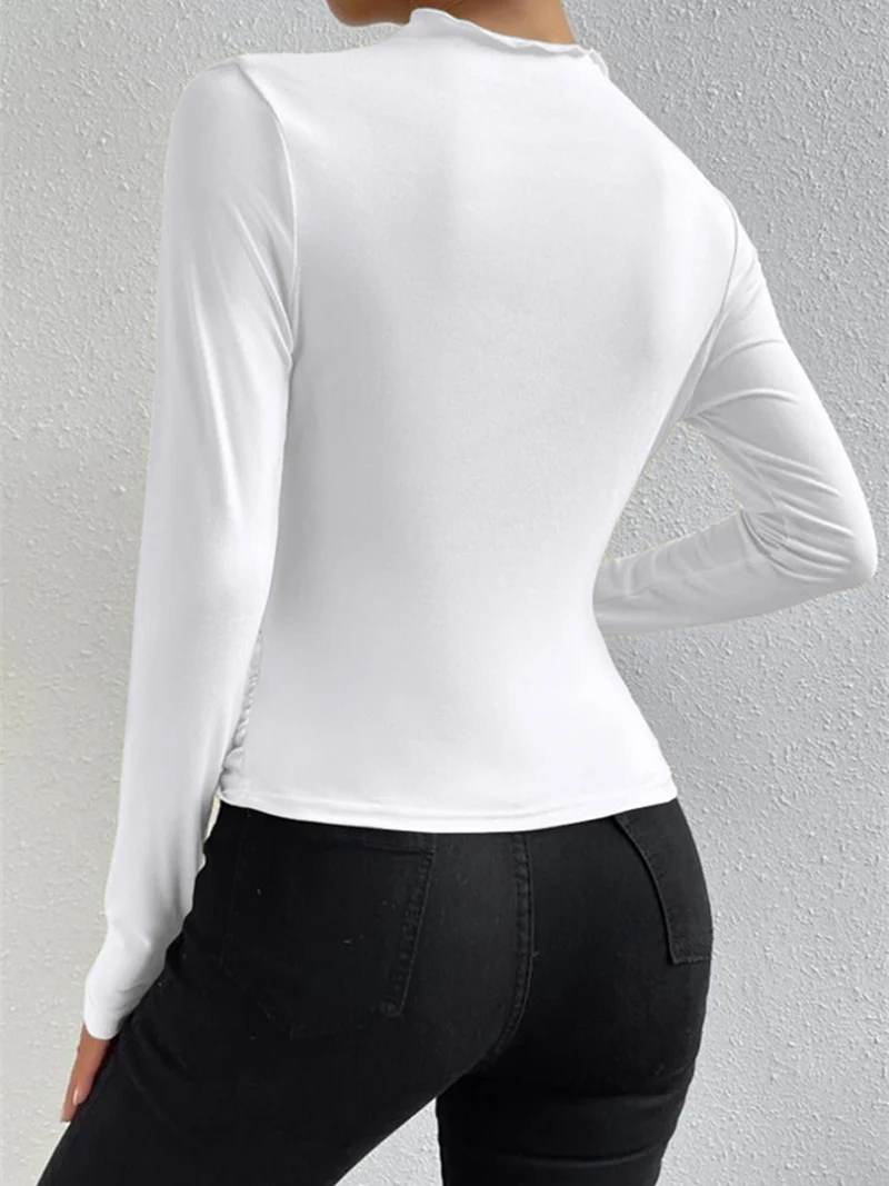Elegantes Ruching Langarmshirt