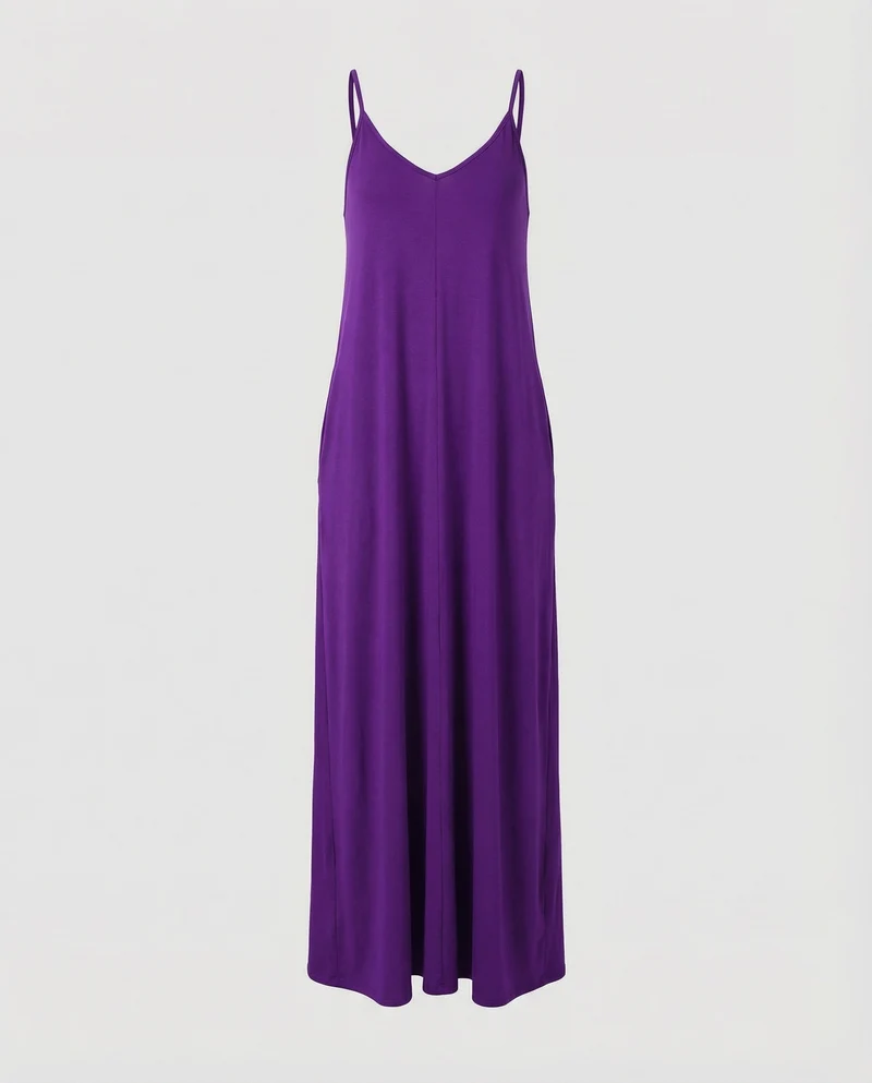 Damen entspanntes A-Linien-Maxi-Jerseykleid