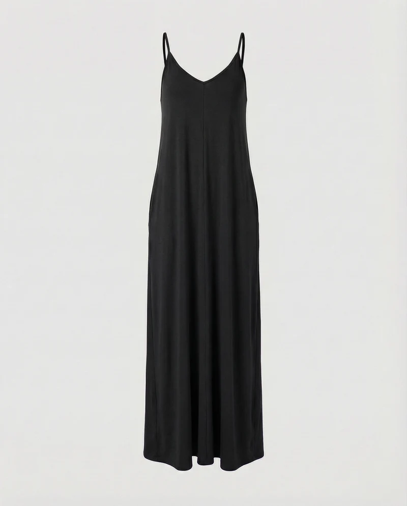 Damen entspanntes A-Linien-Maxi-Jerseykleid